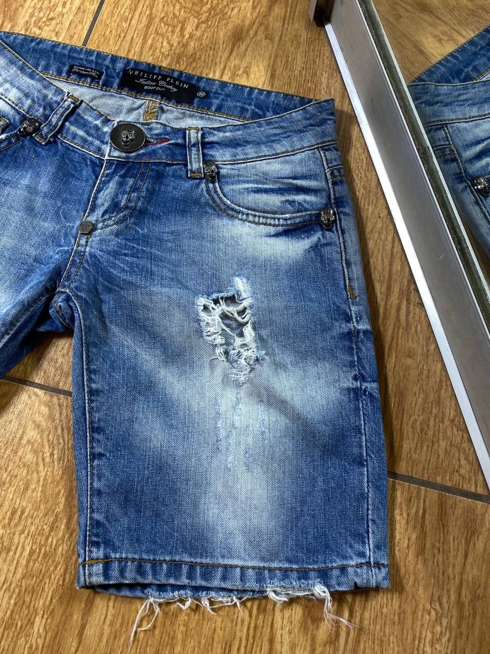 Philipp Plein Philipp Plein Skull Logo Denim Shorts Size US 26 / EU 42 - 4 Thumbnail