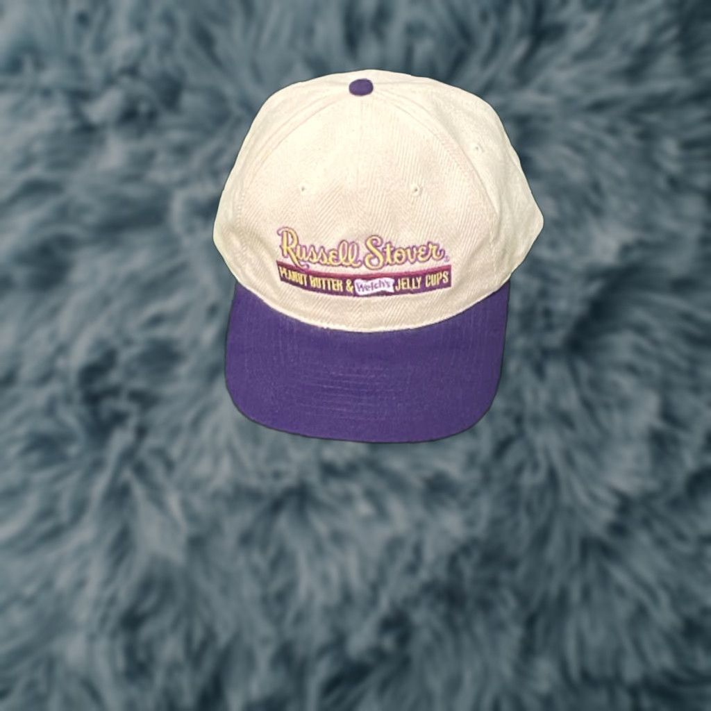 Vintage VINTAGE Russell Stovers Welch’s Candy Snack Promo VTG Strap back Hat Adult One Size Beige 90s Baseball Cap Adjustable Mens Size ONE SIZE - 1 Thumbnail