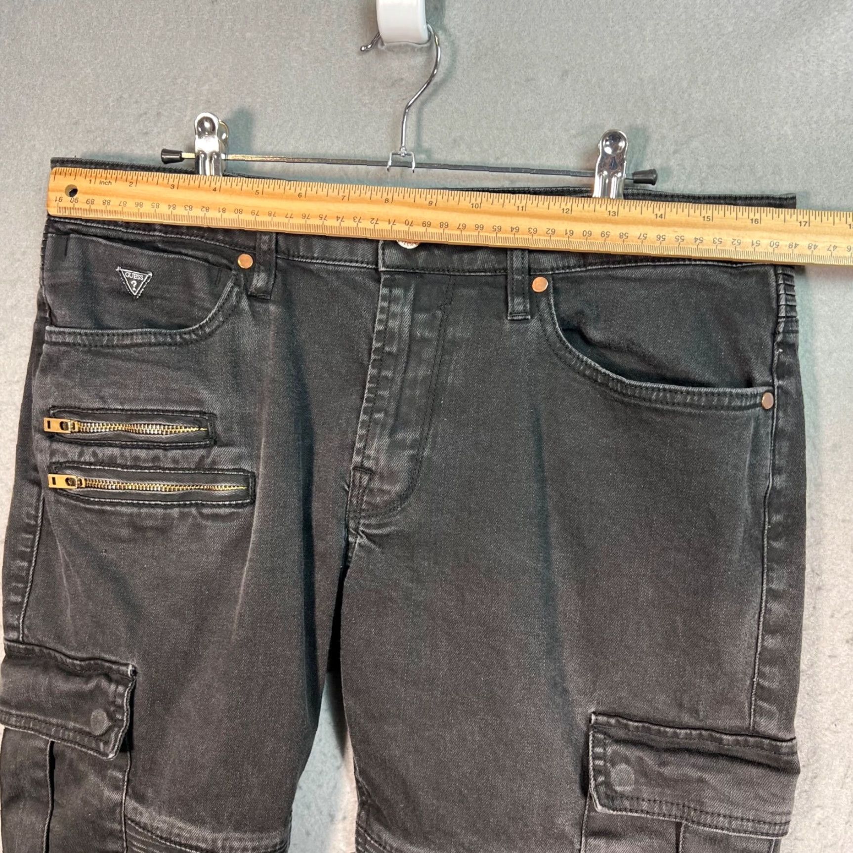 Guess GUESS Jeans Slim Tapered Mens 34 Black Cotton Denim 5-Pocket Style Regular Waist Inseam 27 Size US 34 / EU 50 - 7 Thumbnail