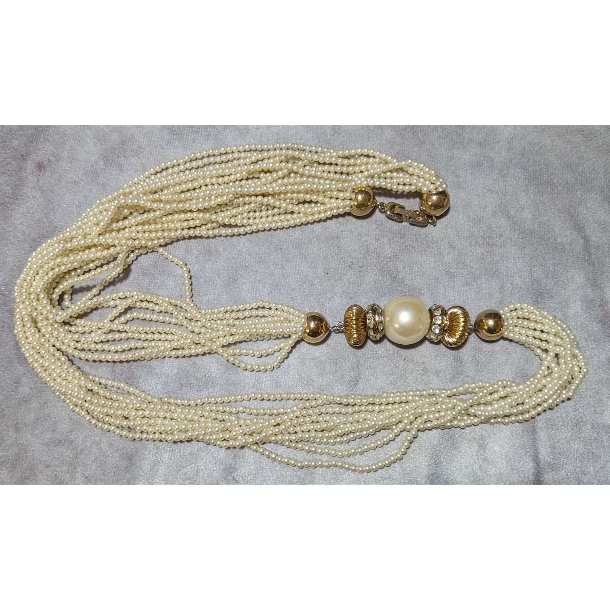 Other Vintage Glam Gold Pearl Multistrand Statement Necklace Size ONE SIZE - 10 Thumbnail