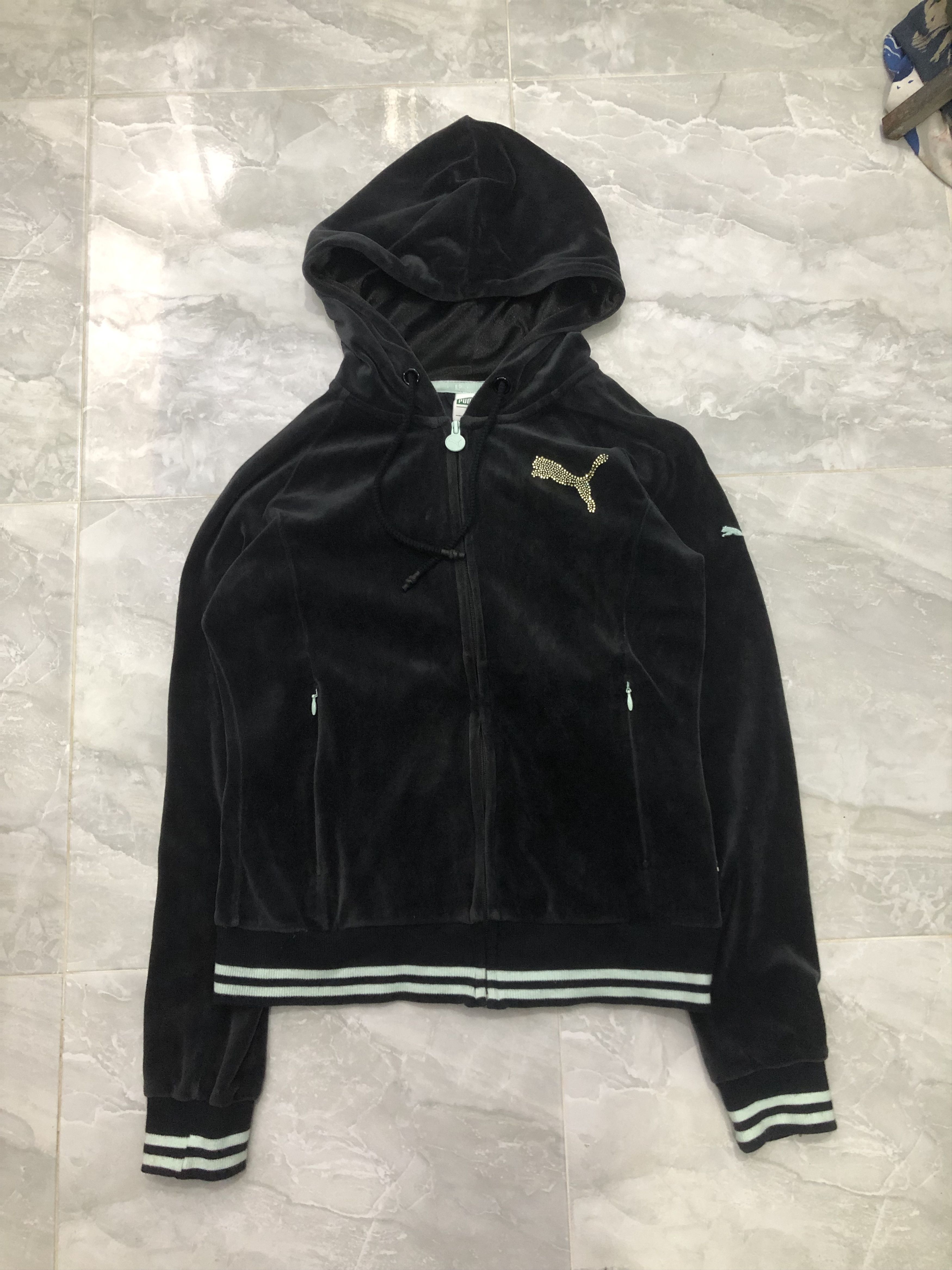 Puma Puma Velour Zip Hoodie Rhinestone Logo Size XS / US 0-2 / IT 36-38 - 13 Thumbnail