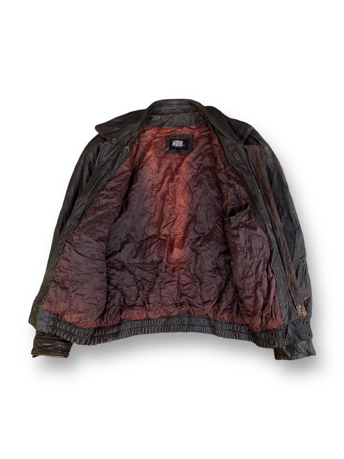 Genuine Leather × Vintage Vintage Bomber Genuine Leather Biker Motorcycle Jacket. #D2 Size US L / EU 52-54 / 3 - 5 Thumbnail