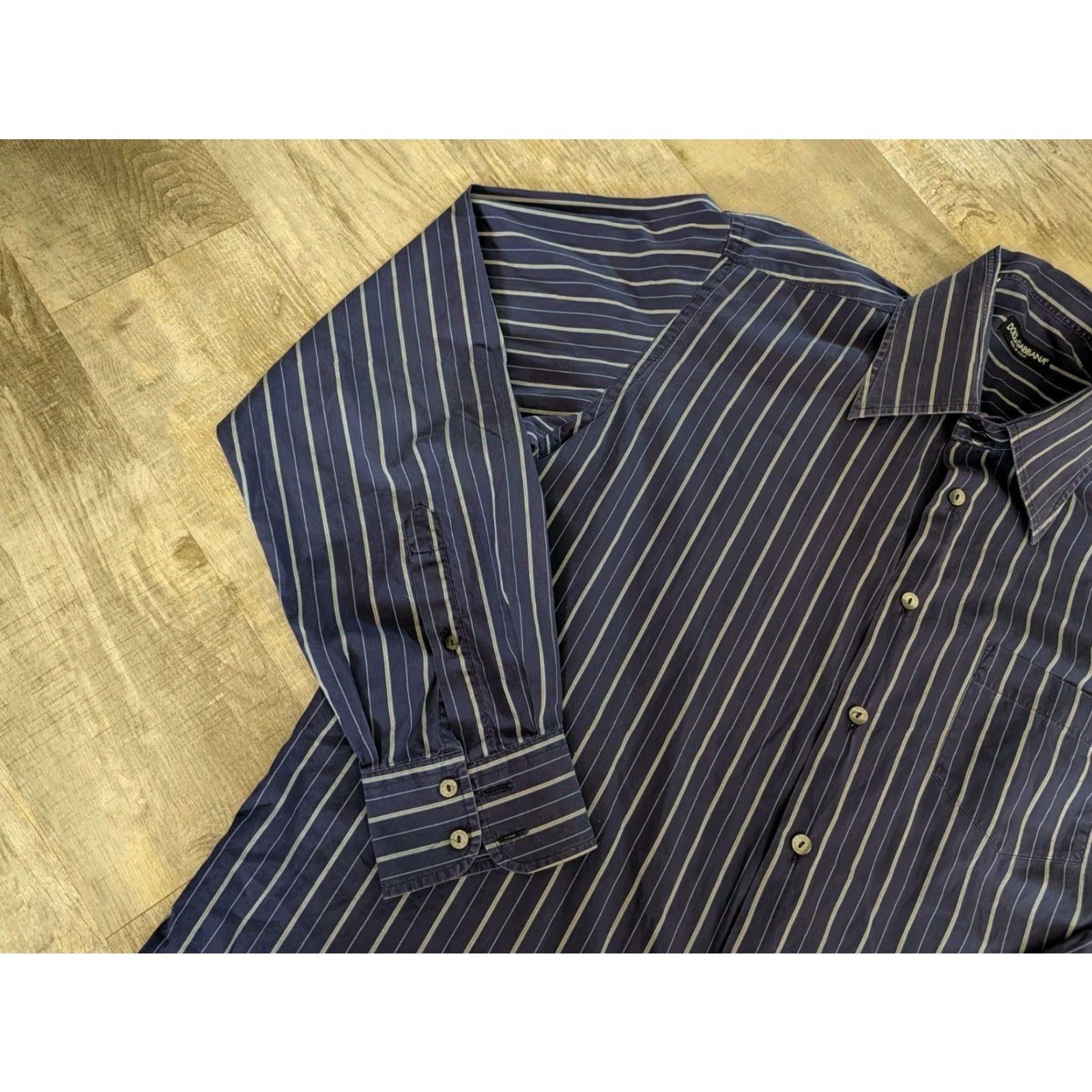 Dolce & Gabbana Dolce & Gabbana Button Up Shirt Men 17.5-44 Blue Striped Dress Shirt Button-Up Casual Formal Workwear Italian Brand Mens Size 46R - 5 Thumbnail