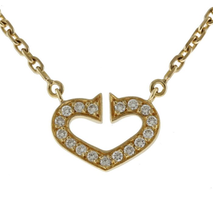 Cartier Cartier C Heart Necklace 18K Yellow Gold Diamond Ladies CARTIER Grailed