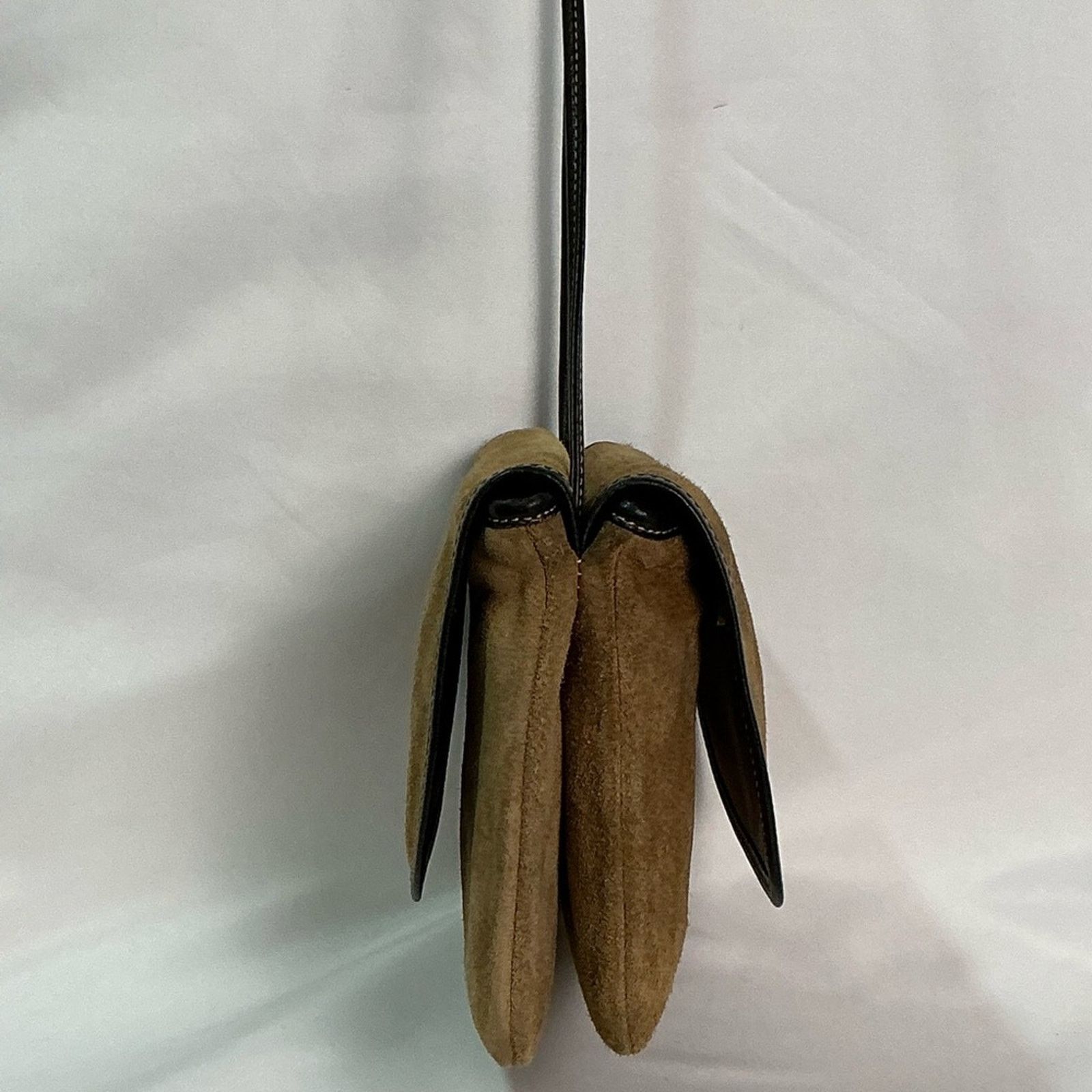 Vintage Loewe Tan Suede Shoulder Crossbody Bag Purse Anagram