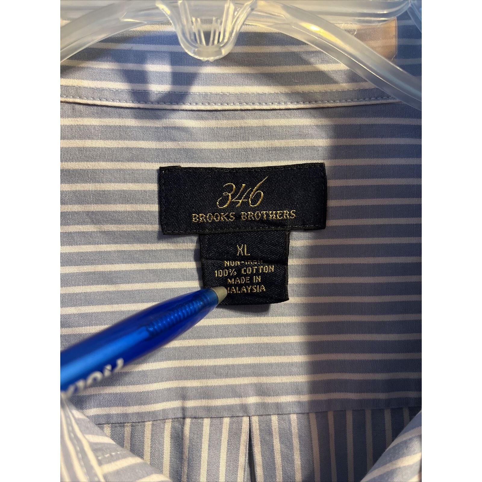 Brooks Brothers Brooks Brothers 346 Mens XL Blue Striped Button Cotton Shirt Size US XL / EU 56 / 4 - 3 Thumbnail