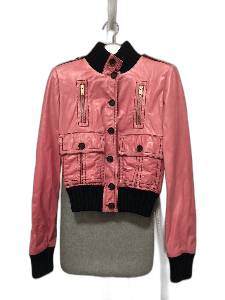 Gucci Gucci Women's Pink Leather Jacket Size US M / EU 48-50 / 2 - 1 Thumbnail