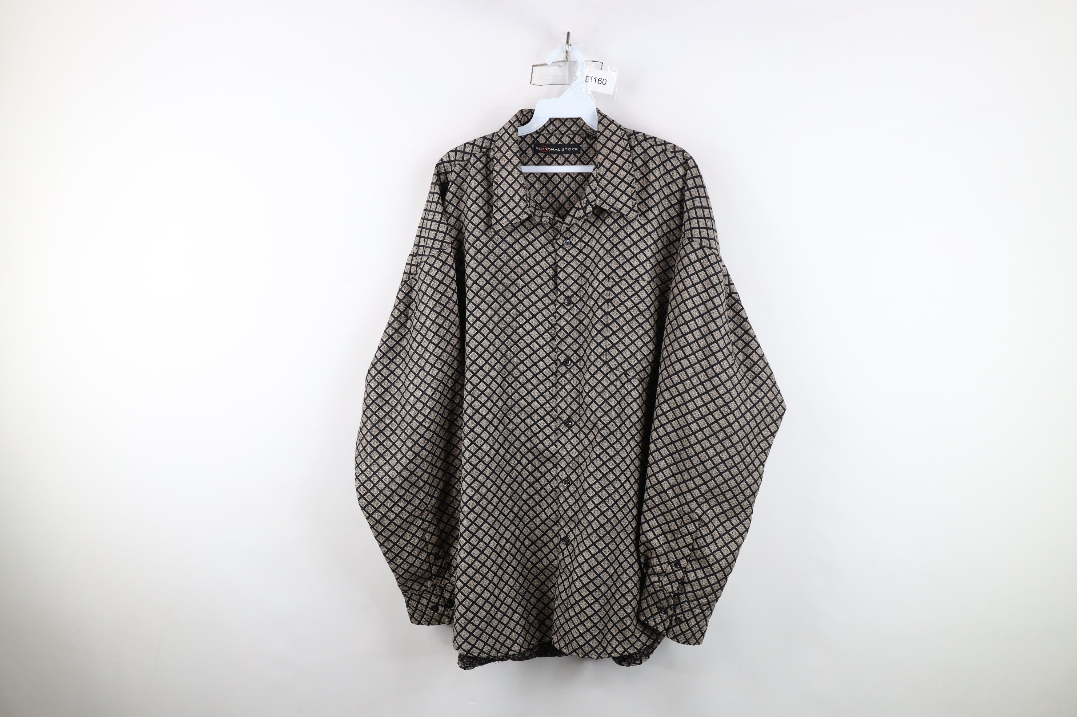 Vintage Vintage 90s Streetwear Diamond Knit Collared Button Shirt Size US XL / EU 56 / 4 - 1 Thumbnail