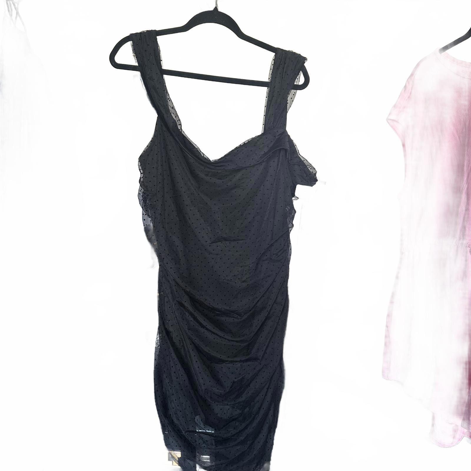 Designer Black Polka Dot Mini Dress Pink Lily 3XL fits like a 1X Size XL / US 12-14 / IT 48-50 - 1 Thumbnail
