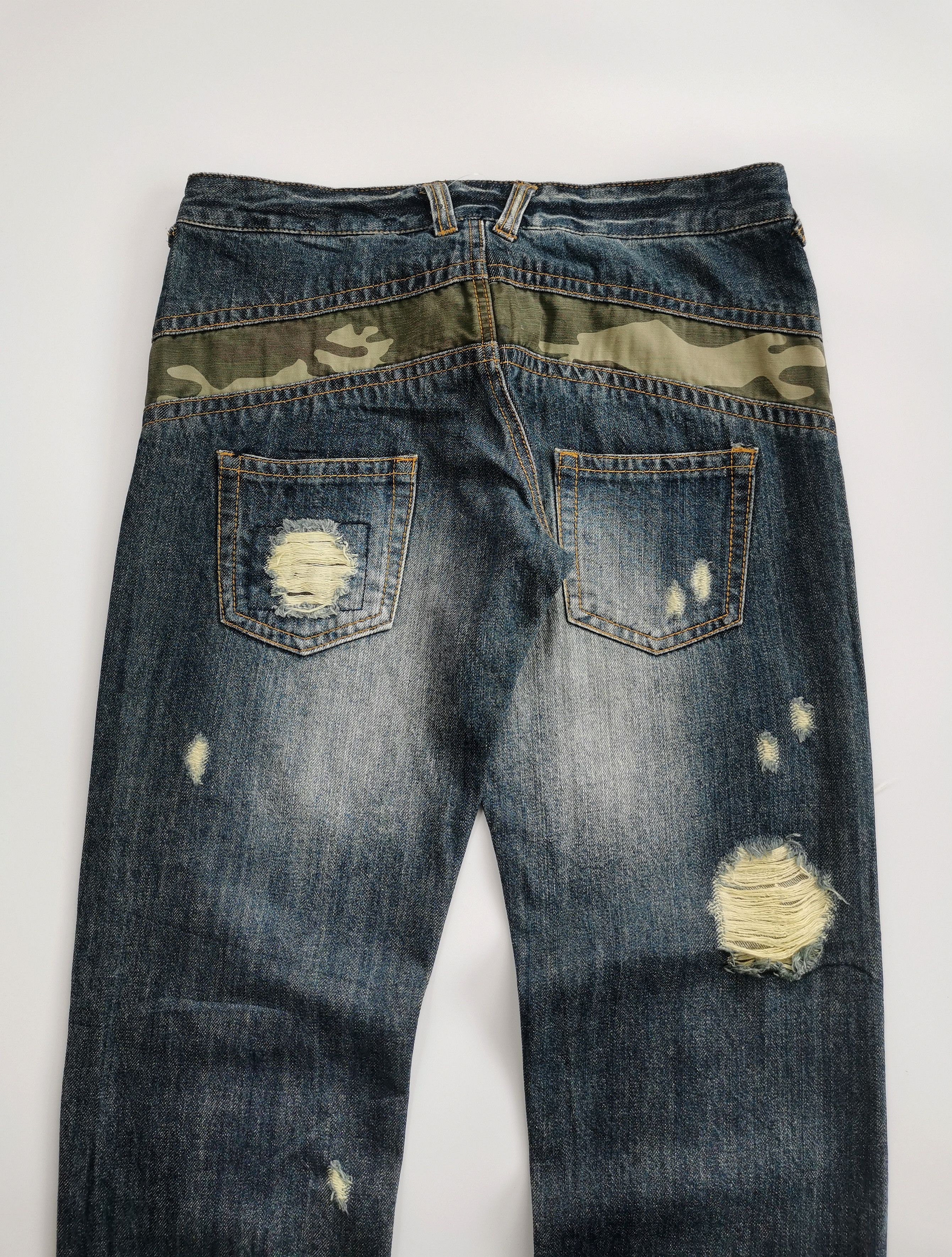 Kapital natural leaf patchwork w/camo line back denim jeans Size US 32 / EU 48 - 3 Thumbnail