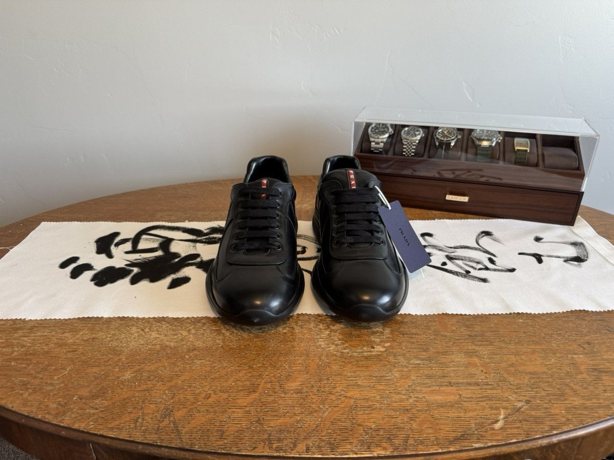 Prada Prada Black Leather Low-Top Sneakers New w/ Tags EU 43 Size US 10.5 / EU 43-44 - 2 Thumbnail