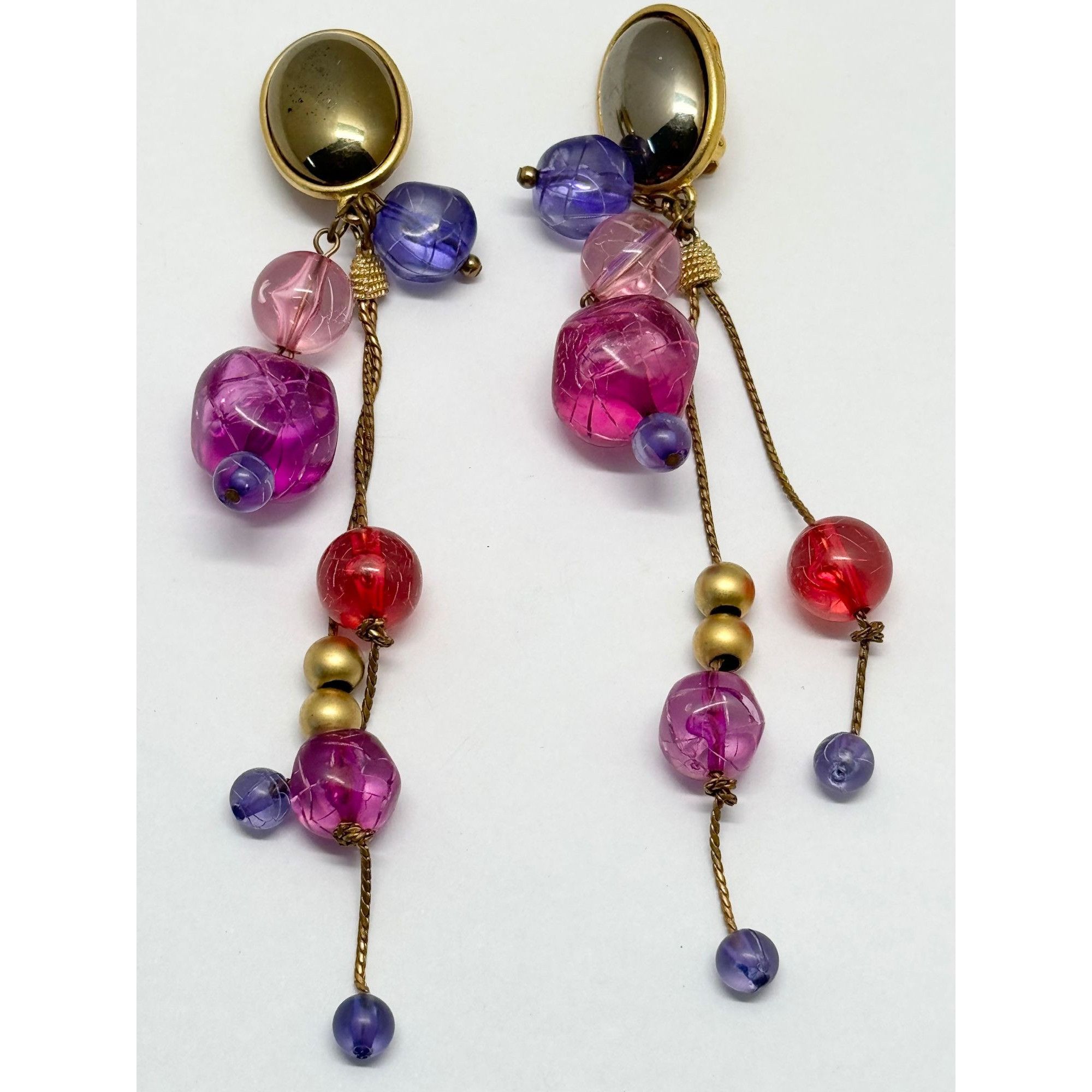 Vintage Vintage pink and purple beaded earrings Size ONE SIZE - 3 Thumbnail