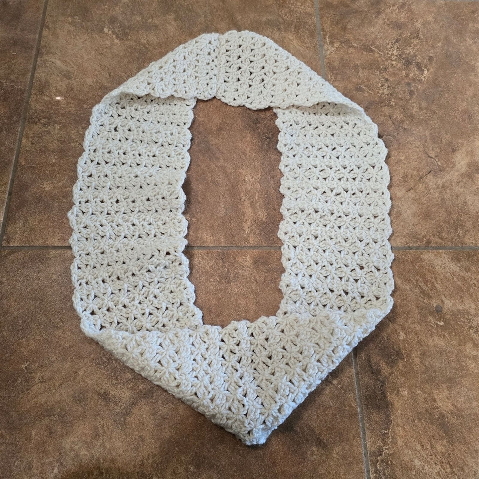 Other Cream Knit Winter Infinity Scarf Size ONE SIZE - 1 Thumbnail