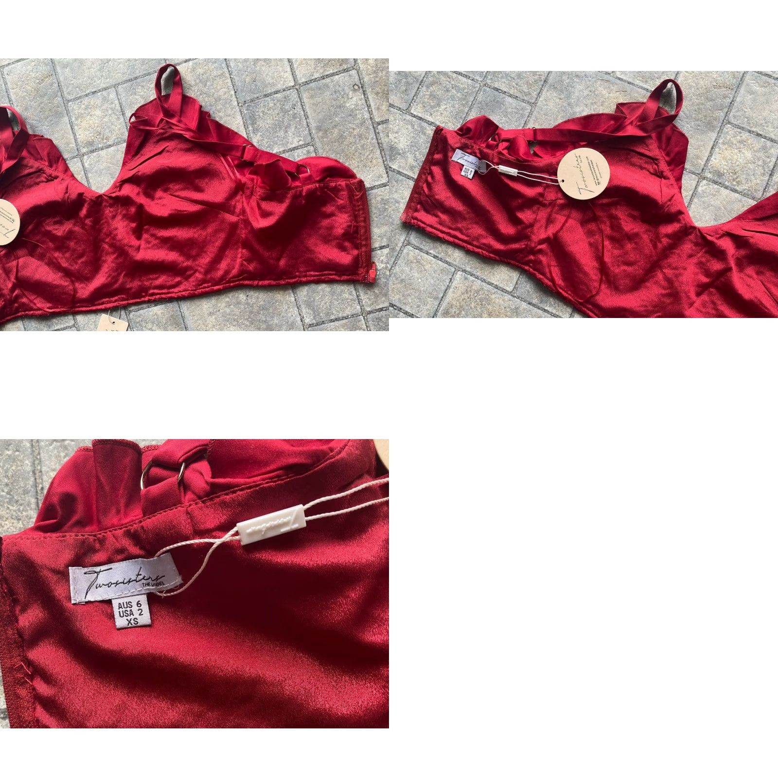 Vintage Two Sisters The Label Tank WOMENS XS Red Lace Crop Top V Neck NEW WITH TAGS Size XS / US 0-2 / IT 36-38 - 9 Thumbnail