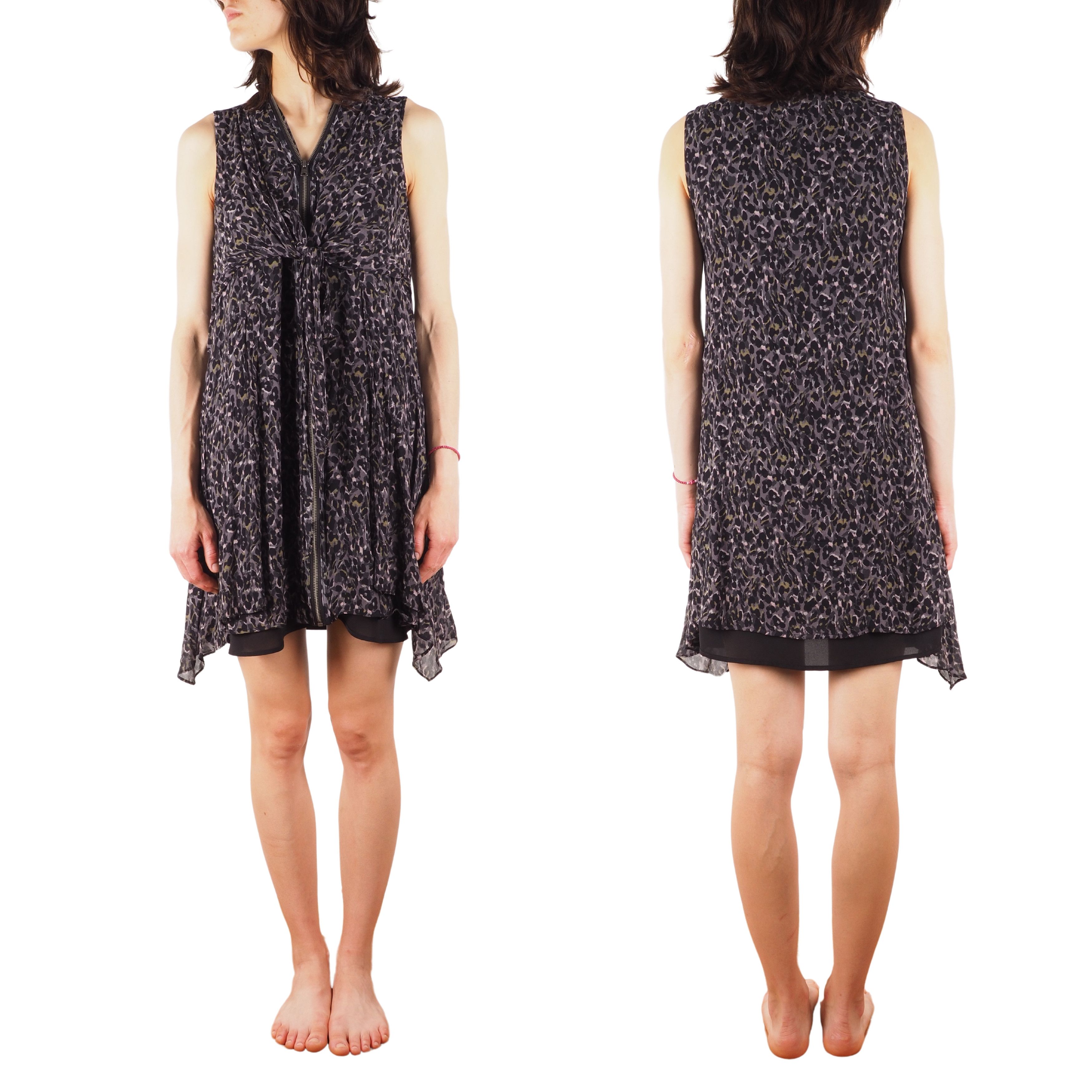 Allsaints AllSaints Jayda Waterleo Zipper Leopard Print Mini Dress Size S / US 4 / IT 40 - 2 Thumbnail