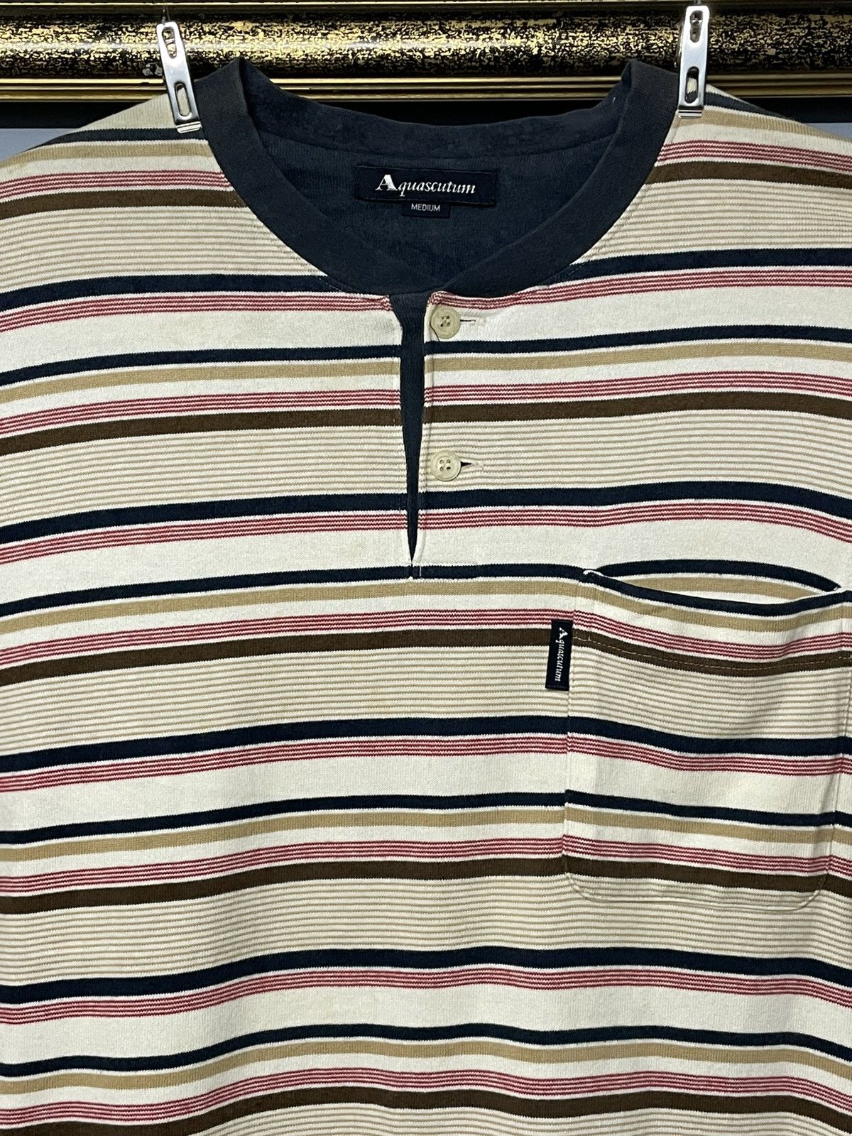 Aquascutum Vintage 1990s Designer Aquascutum Stripe Classic Longsleeve Size US M / EU 48-50 / 2 - 3 Thumbnail