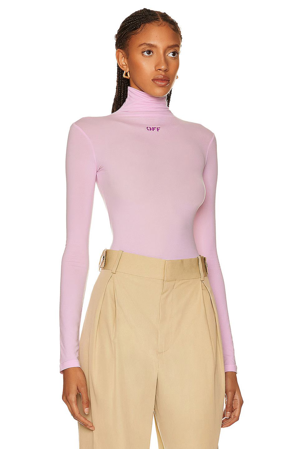 Off-White o1gr1nt1124 Off Stamp Second Skin L/S Turtle Top in Lilac Size XS / US 0-2 / IT 36-38 - 2 Thumbnail