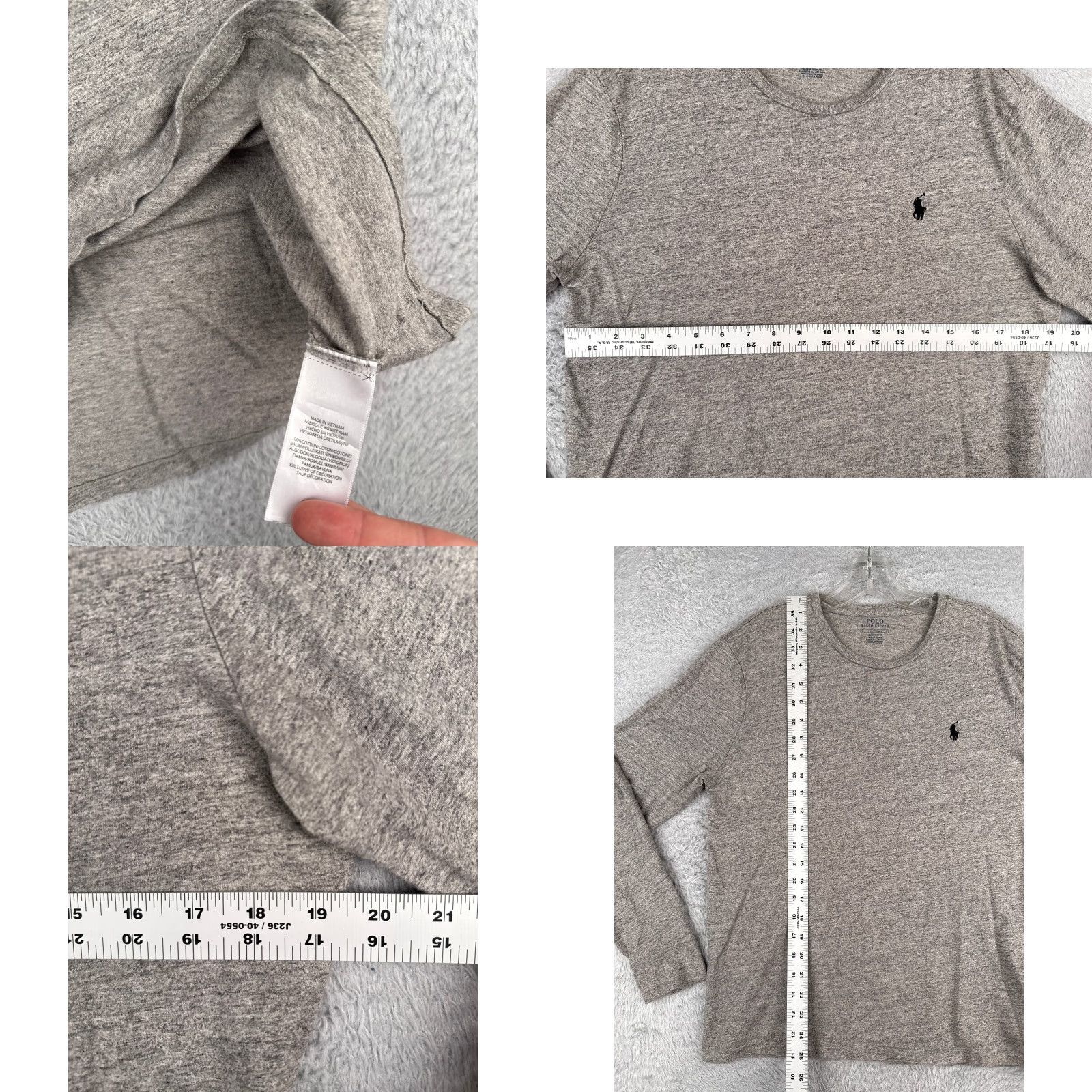Polo Ralph Lauren Polo Ralph Lauren Shirt Men M Gray Crew Neck Long Sleeve Cotton Jersey Logo - Regular Fit, All Seasons Size US M / EU 48-50 / 2 - 8 Thumbnail