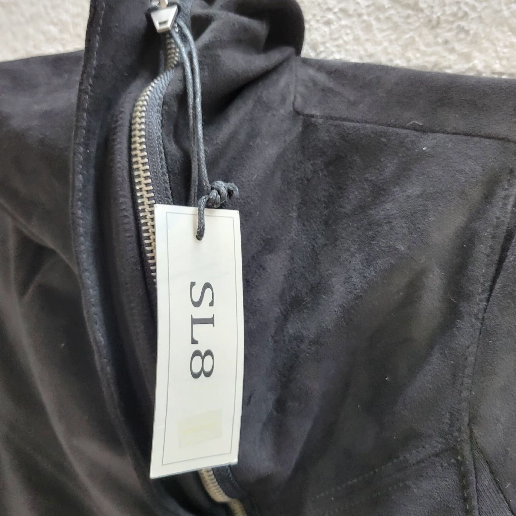 Vintage VINTAGE SL8 Women's Jacket Motorcycle Black XS Lined Faux Suede Zip Up Cowl Neck NWT Womens Size XS / US 0-2 / IT 36-38 - 6 Thumbnail