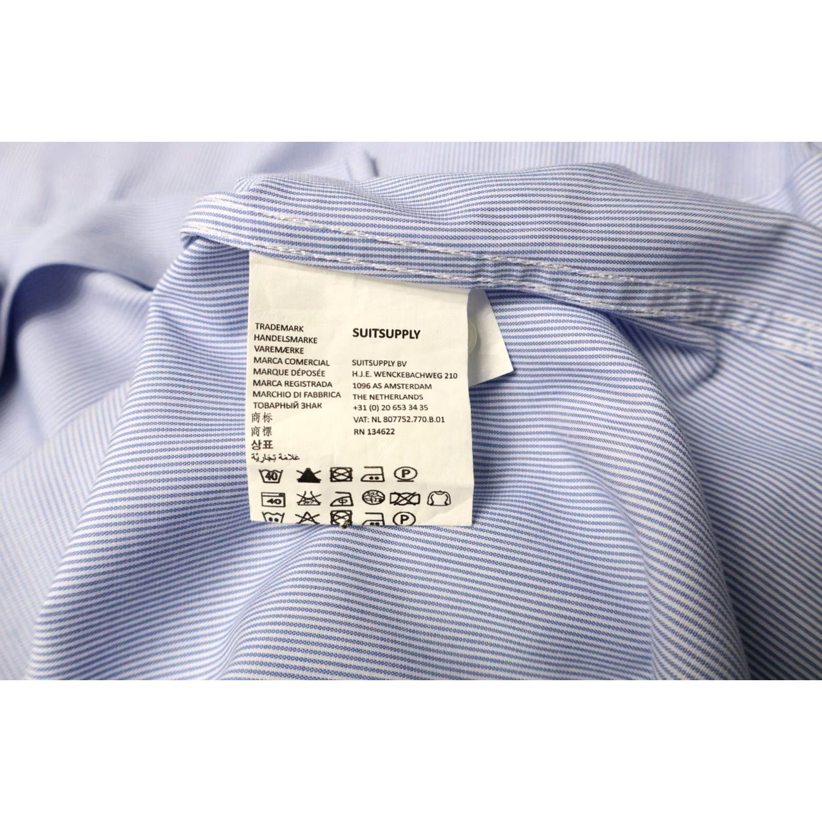 Suitsupply Suitsupply Try On Extra Slim Fit Formal Shirt 46/18 Blue Pinstripe Dress Shirt Mens Regular 100% Cotton Long Sleeve Button Collared 46/18 18in) Size 46R - 6 Thumbnail