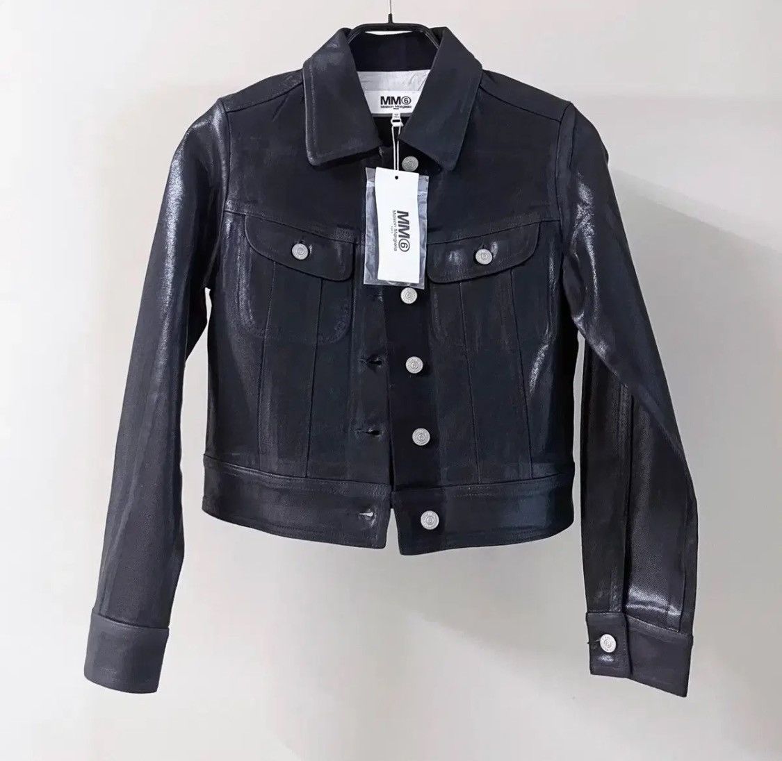 Maison Margiela Maison Margiela Black Waxed Denim Jacket Size XS / US 0-2 / IT 36-38 - 1 Thumbnail