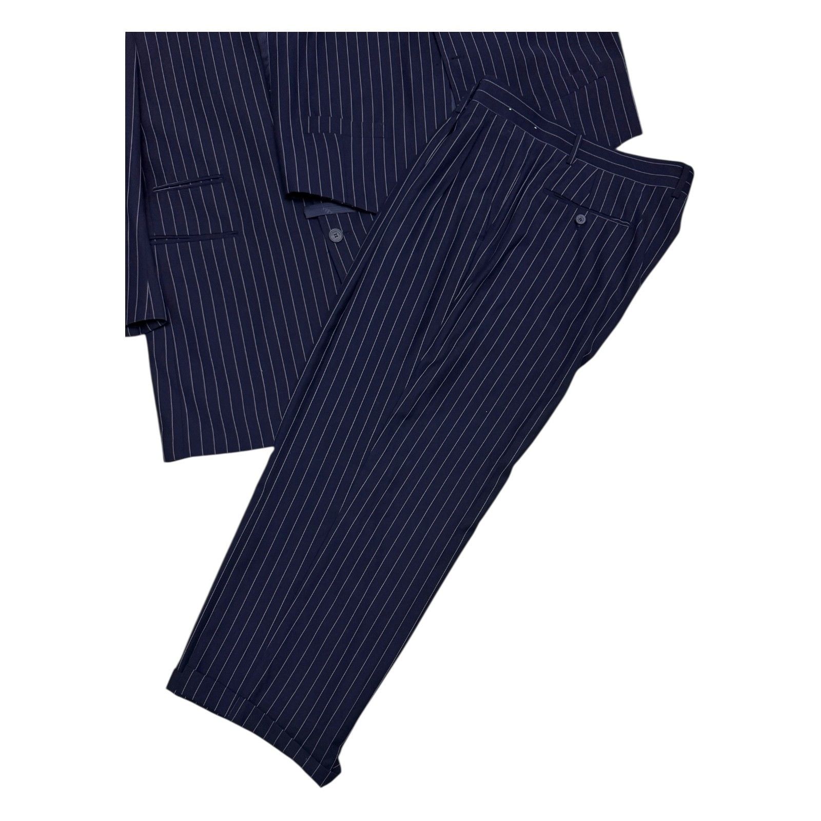 Other VITTORIO ST ANGELO Pinstripe Designer 3-Piece Suit 44R Size 44R - 6 Thumbnail