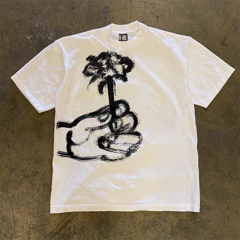Other White Loose Give You A Flower Print Short Sleeve T-Shirt Size US M / EU 48-50 / 2 - 2 Thumbnail