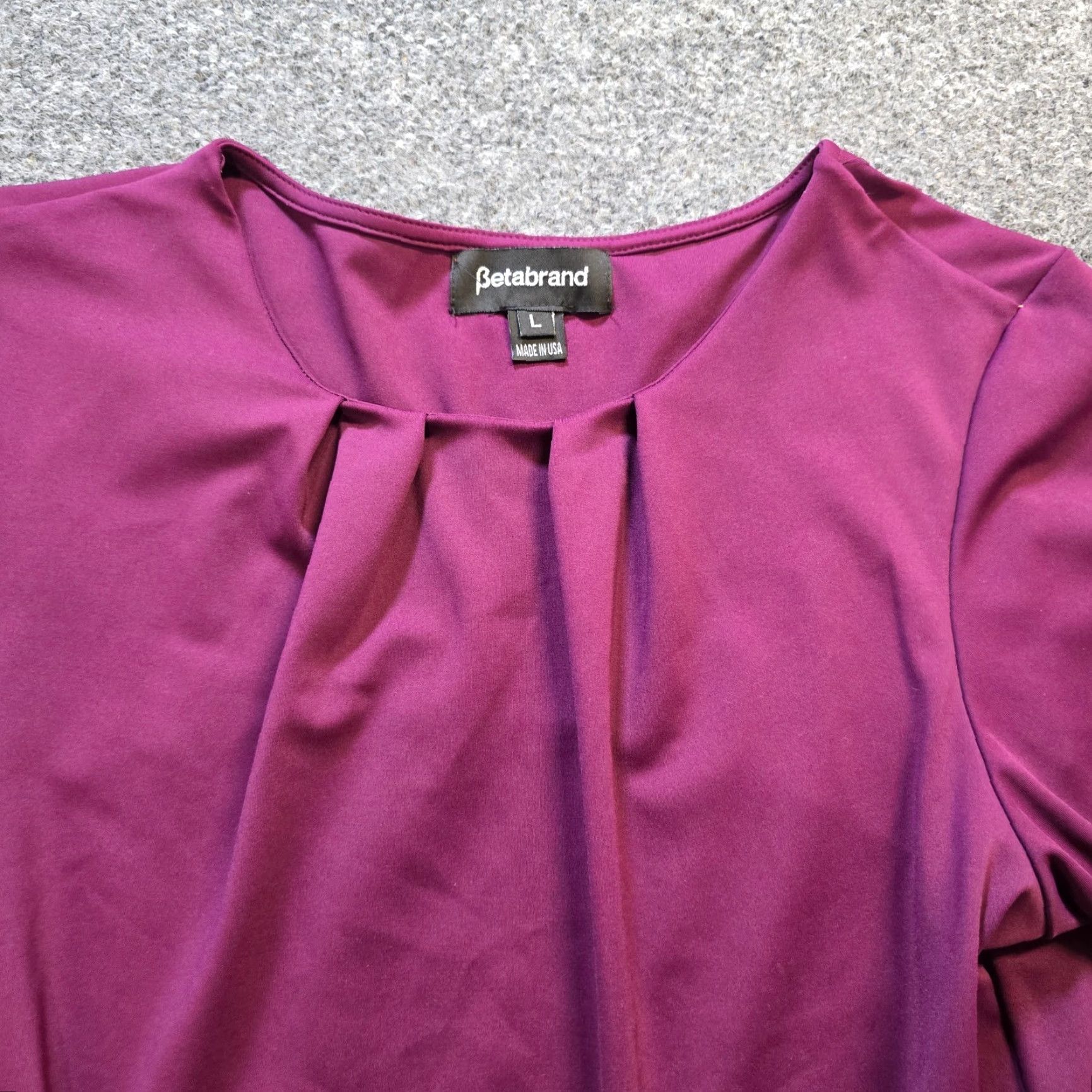 Vintage Betabrand Top Womens L Purple Peplum Stretch Performance Career Modest Blouse Knit Long Sleeve Round Neck Casual Shirt Women Regular Size L / US 10 / IT 46 - 2 Thumbnail