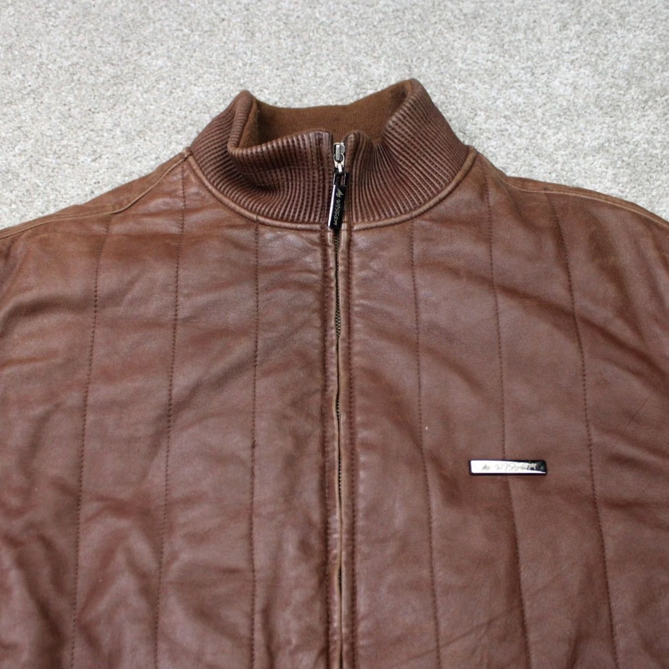 Vintage Al Wissam Leather Jacket Mens 50 Brown Full Zip Lined Pockets Coat Jacket Size US M / EU 48-50 / 2 - 4 Thumbnail