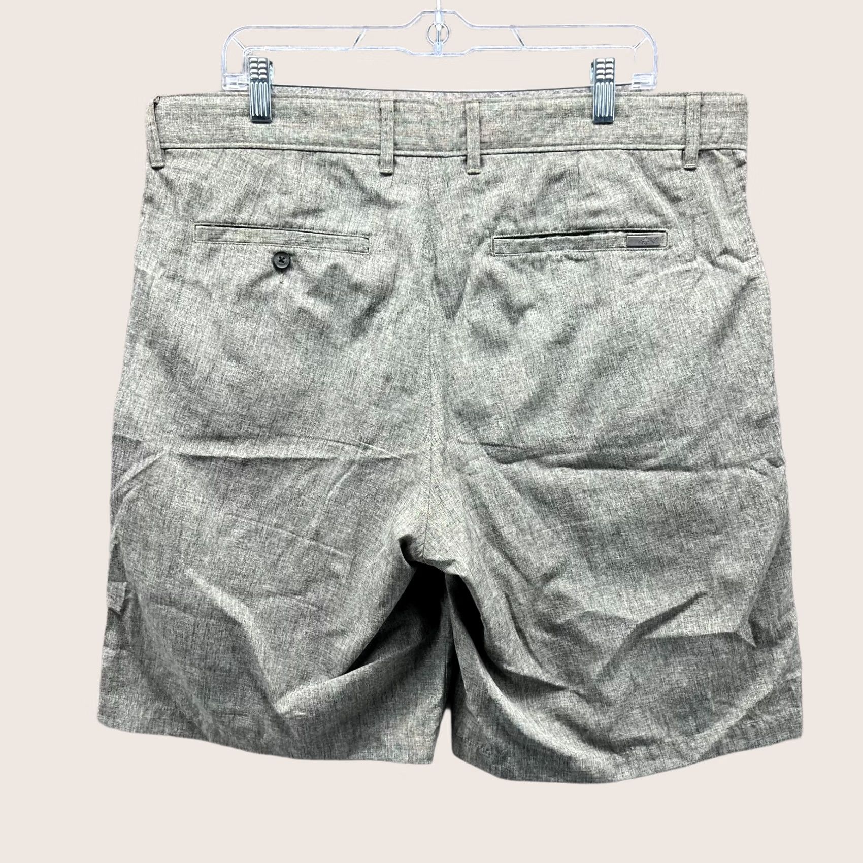 Vintage Greg Norman Shorts Mens 36 Heather Gray Chino Flat Front Polyester 36in Waist Casual Travel Regular Button Pocket Sl Size US 36 / EU 52 - 1 Thumbnail