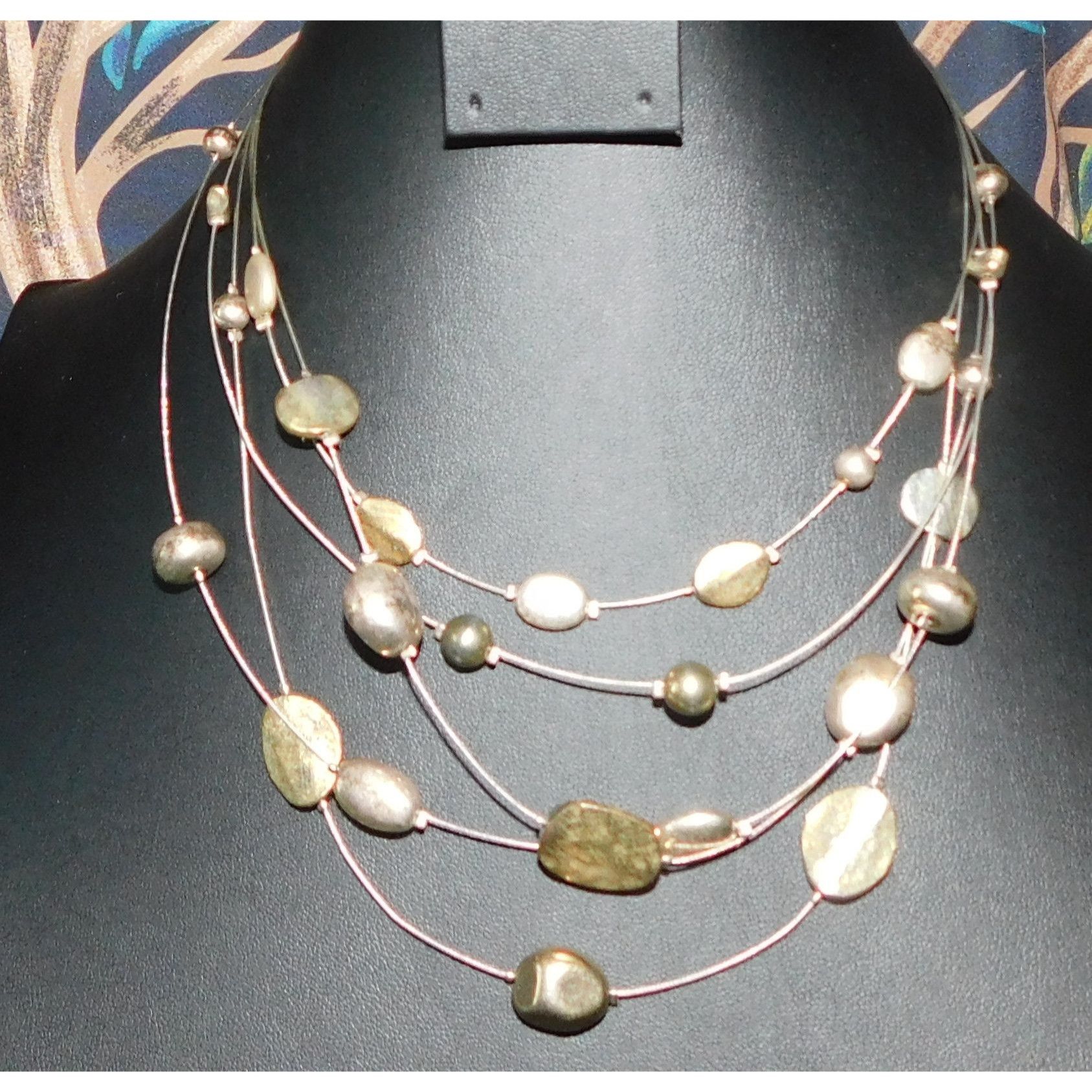 Other Metallic Beaded Multilayer Station Necklace Size ONE SIZE - 1 Thumbnail