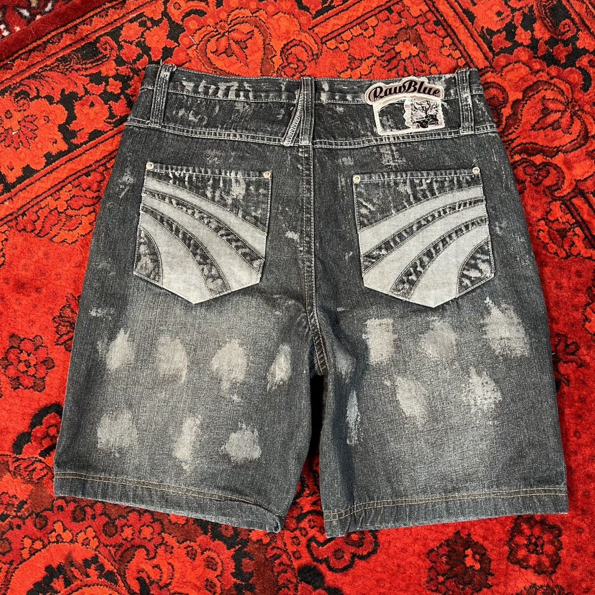 Other Wide Straight Rap Street Style Y2K SK8 Raw Blue Shorts Size US 32 / EU 48 - 4 Thumbnail