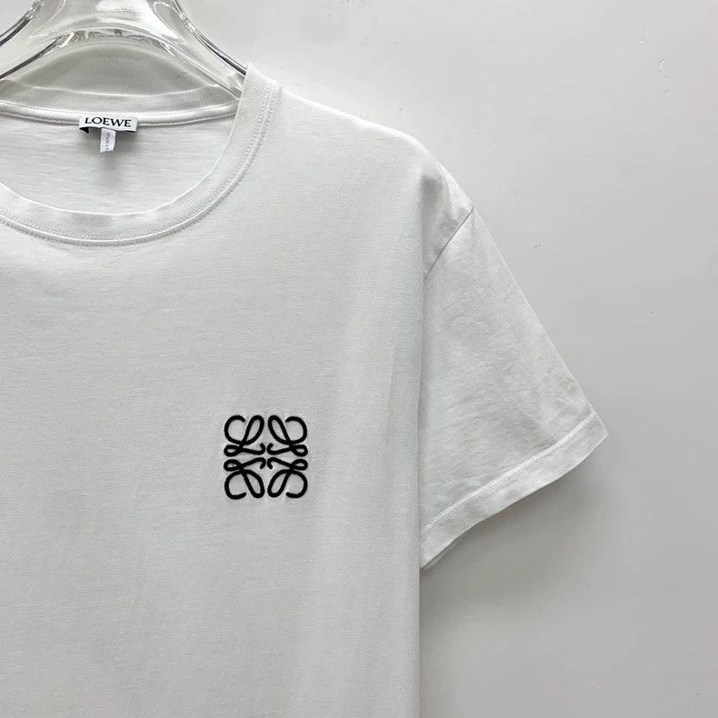 Loewe Loewe White logo embroidered cotton round neck short sleev Size S / US 4 / IT 40 - 3 Thumbnail