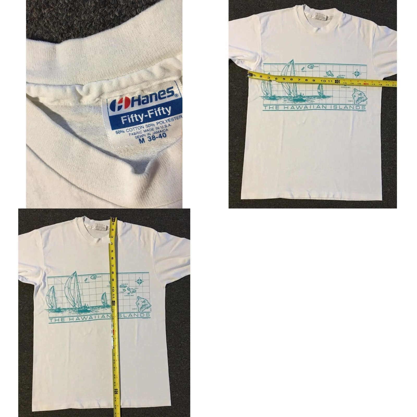 Vintage VINTAGE 90s Hawaii Island Faded Shirt S White Beach Water Graphic Tee Men's Size US S / EU 44-46 / 1 - 9 Thumbnail