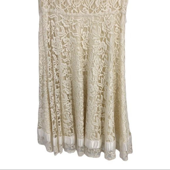 Elie Tahari Tahari Cottagecore Dress Sz 6P Cream Lace Ribbon Full Coquet Size M / US 6-8 / IT 42-44 - 7 Thumbnail