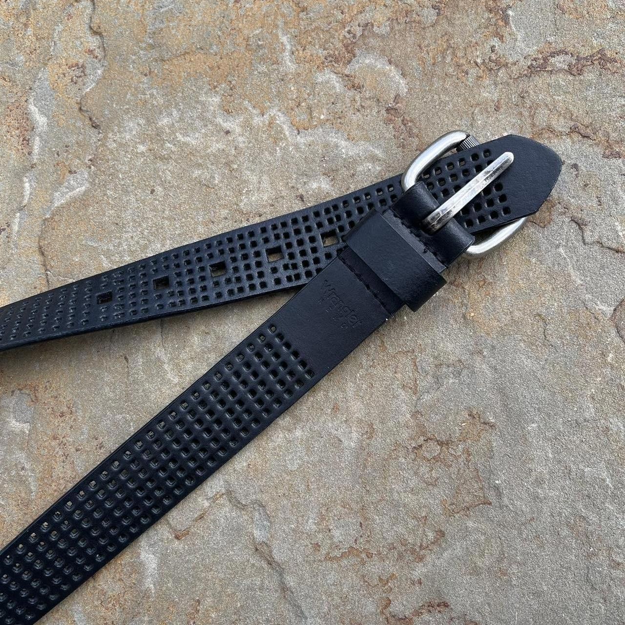 Wrangler Minimalist Grunge Black Leather Mesh Belt Size ONE SIZE - 5 Thumbnail