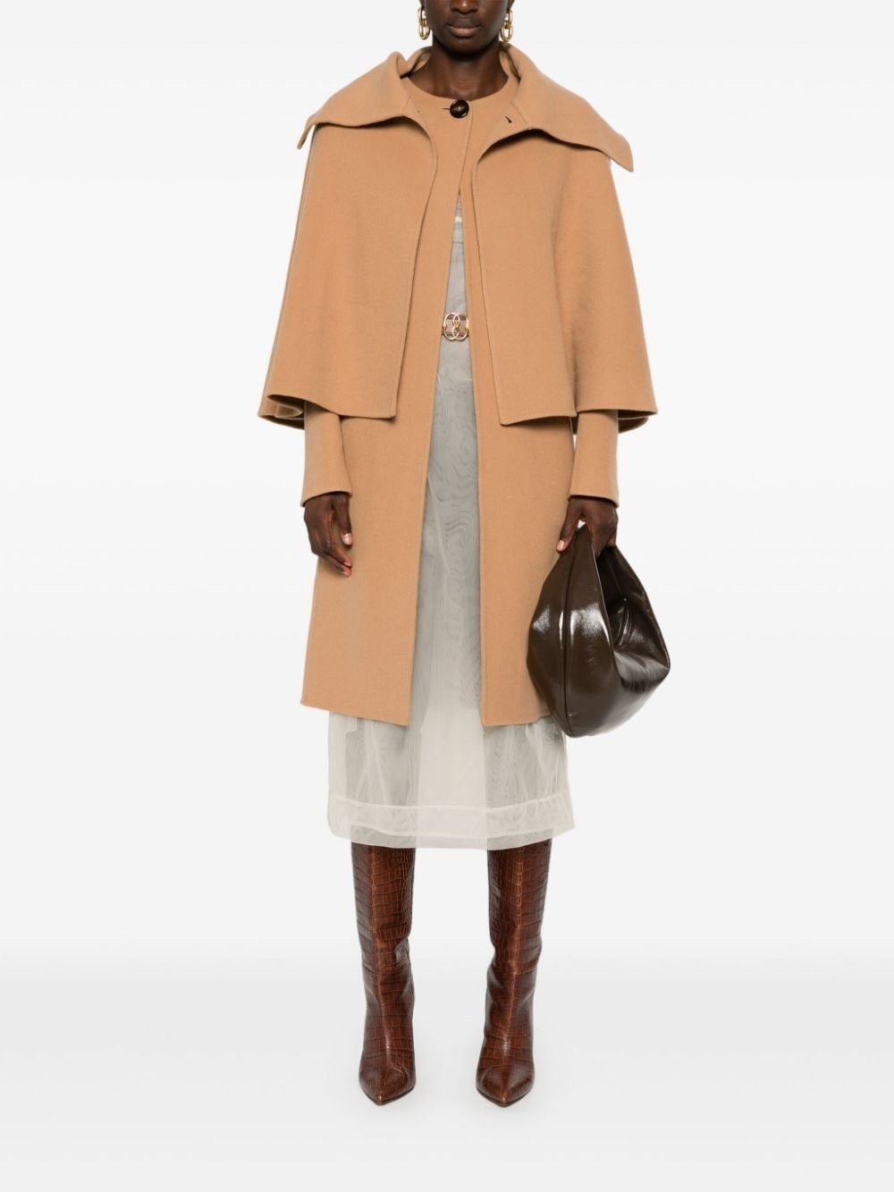 Chloe o1loc1c11025 Cape Coat in Beige Size M / US 6-8 / IT 42-44 - 5 Thumbnail