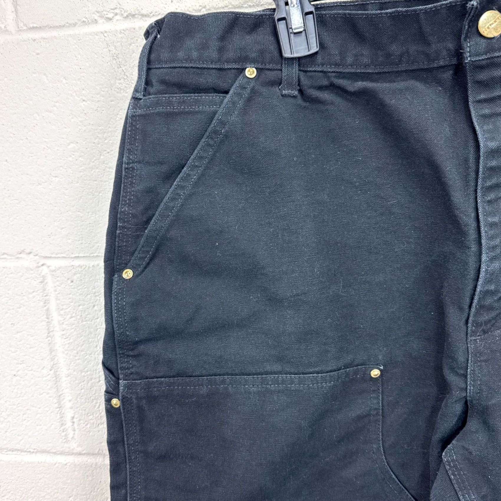 Carhartt VINTAGE Carhartt B01 USA Men's 40 x 30 Black Canvas Duck Double Knee Carpenter Pants Size US 40 / EU 56 - 2 Thumbnail