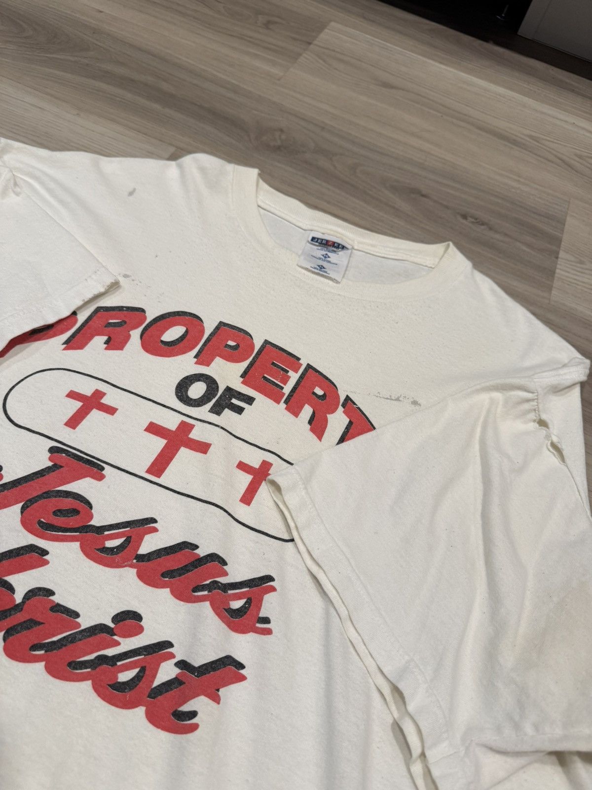 basketcase gallery Vintage Property of Jesus Christ Tee Cross Gothic Script XL Size US XL / EU 56 / 4 - 6 Thumbnail
