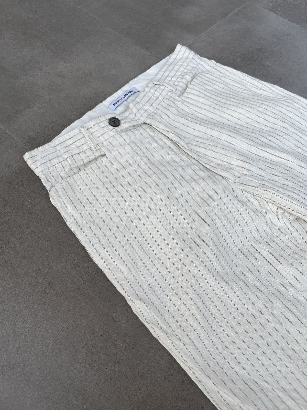 Martin Asbjorn Martin Asbjorn Cream White Striped Casual Pants Size US 30 / EU 46 - 7 Thumbnail