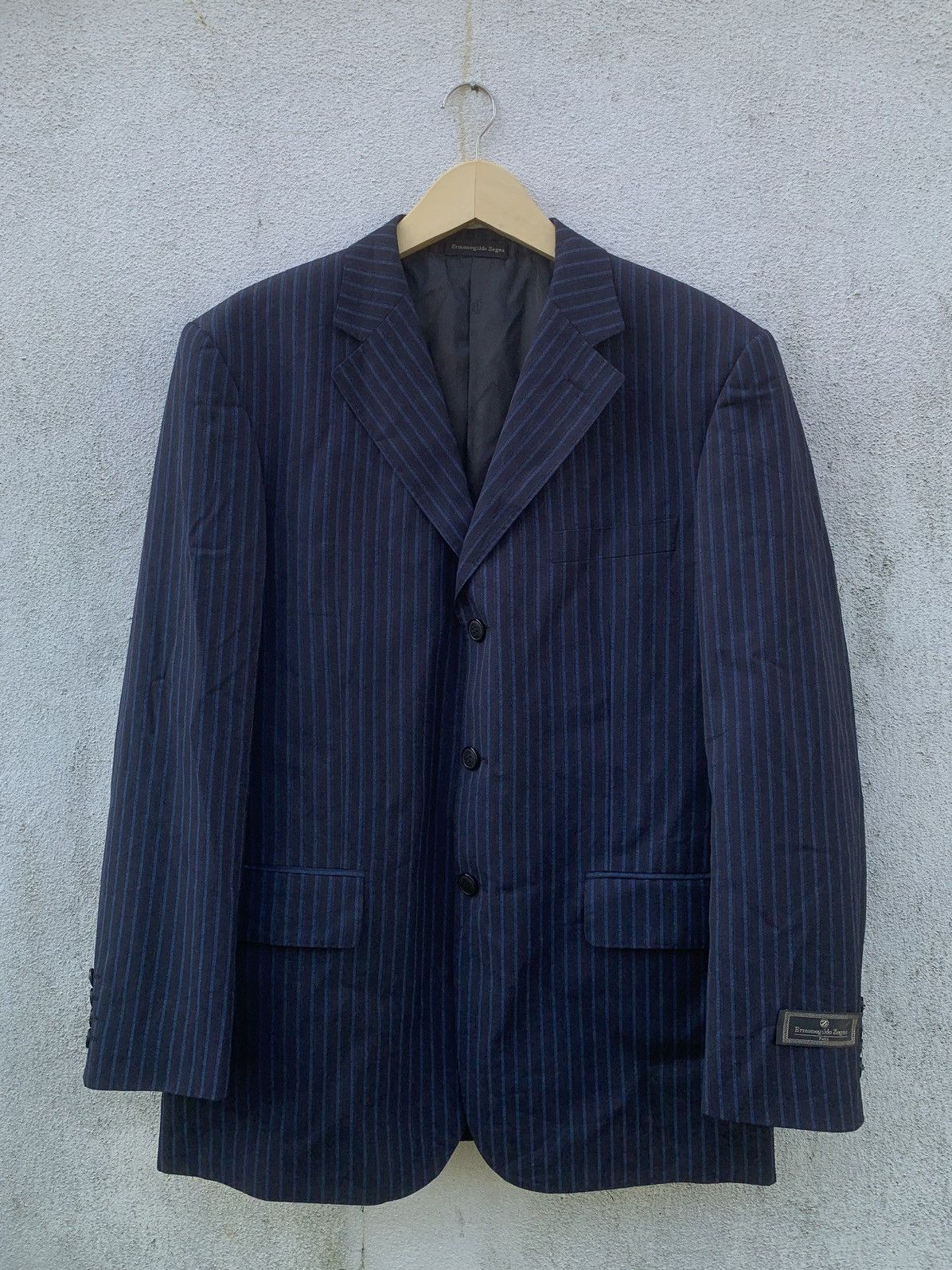 Z Zegna Ermenegildo Zegna Suit Blazer 50 Wool Striped Size 50R - 1 Thumbnail