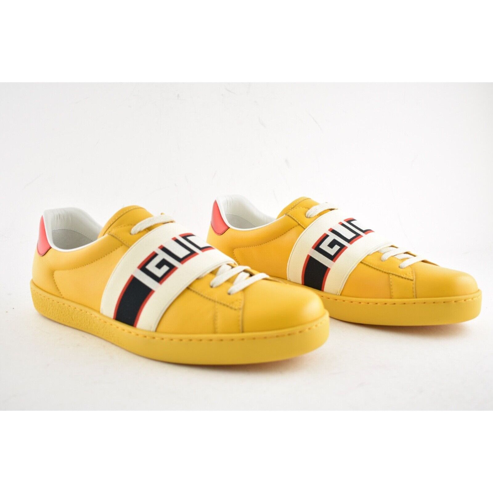 Gucci Gucci Mens Yellow New Ace Elastic Band Leather Flat Low Top Size US 7 / EU 40 - 4 Thumbnail