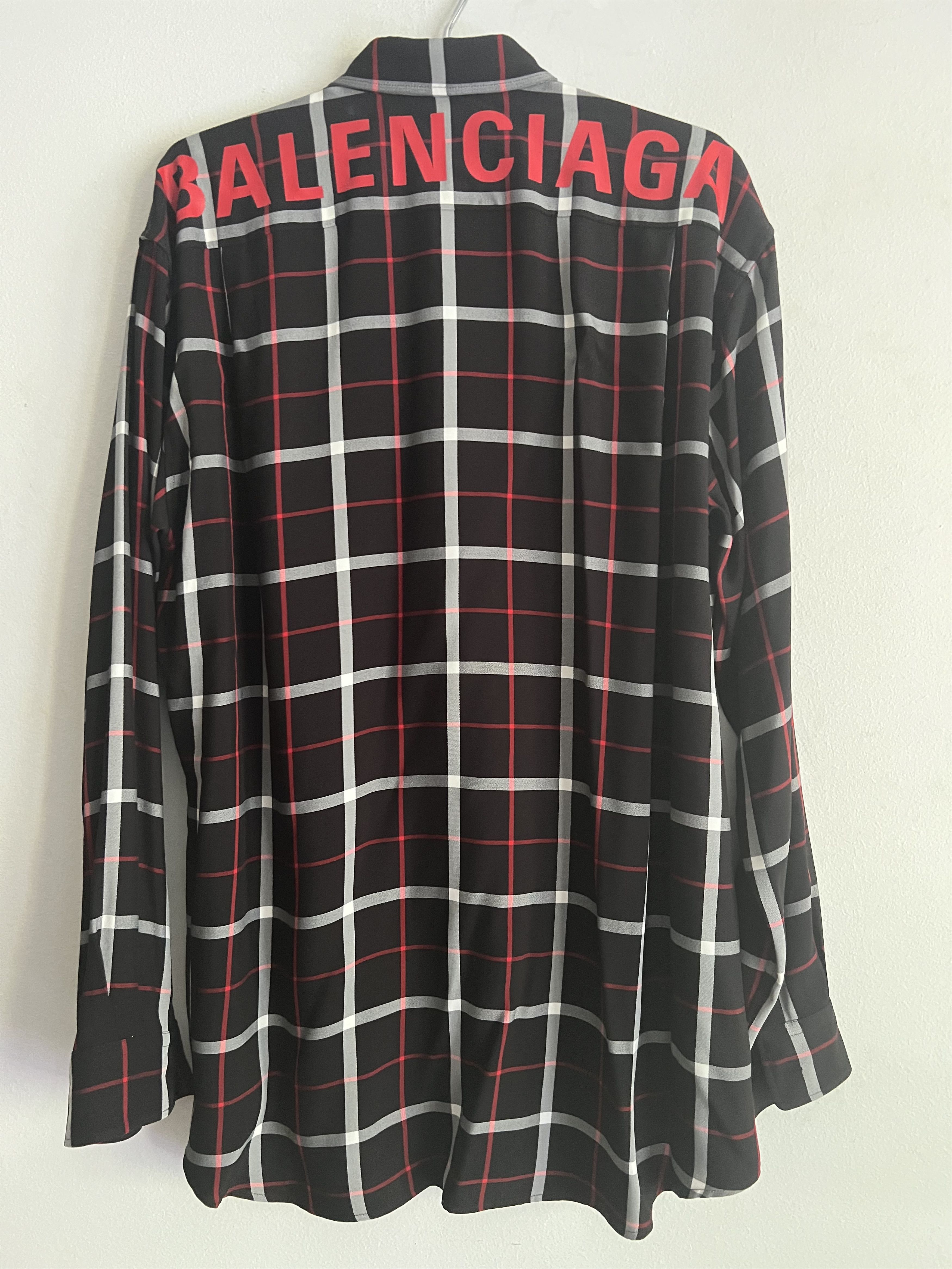Balenciaga Balenciaga Oversize Logo Print Check Shirt Size US S / EU 44-46 / 1 - 3 Thumbnail