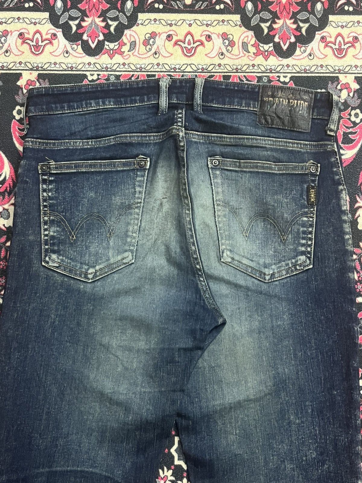 Balmain Vintage Japanese Brand Edwin Pure Dark Blue Wash Biker Jeans Size US 32 / EU 48 - 7 Thumbnail