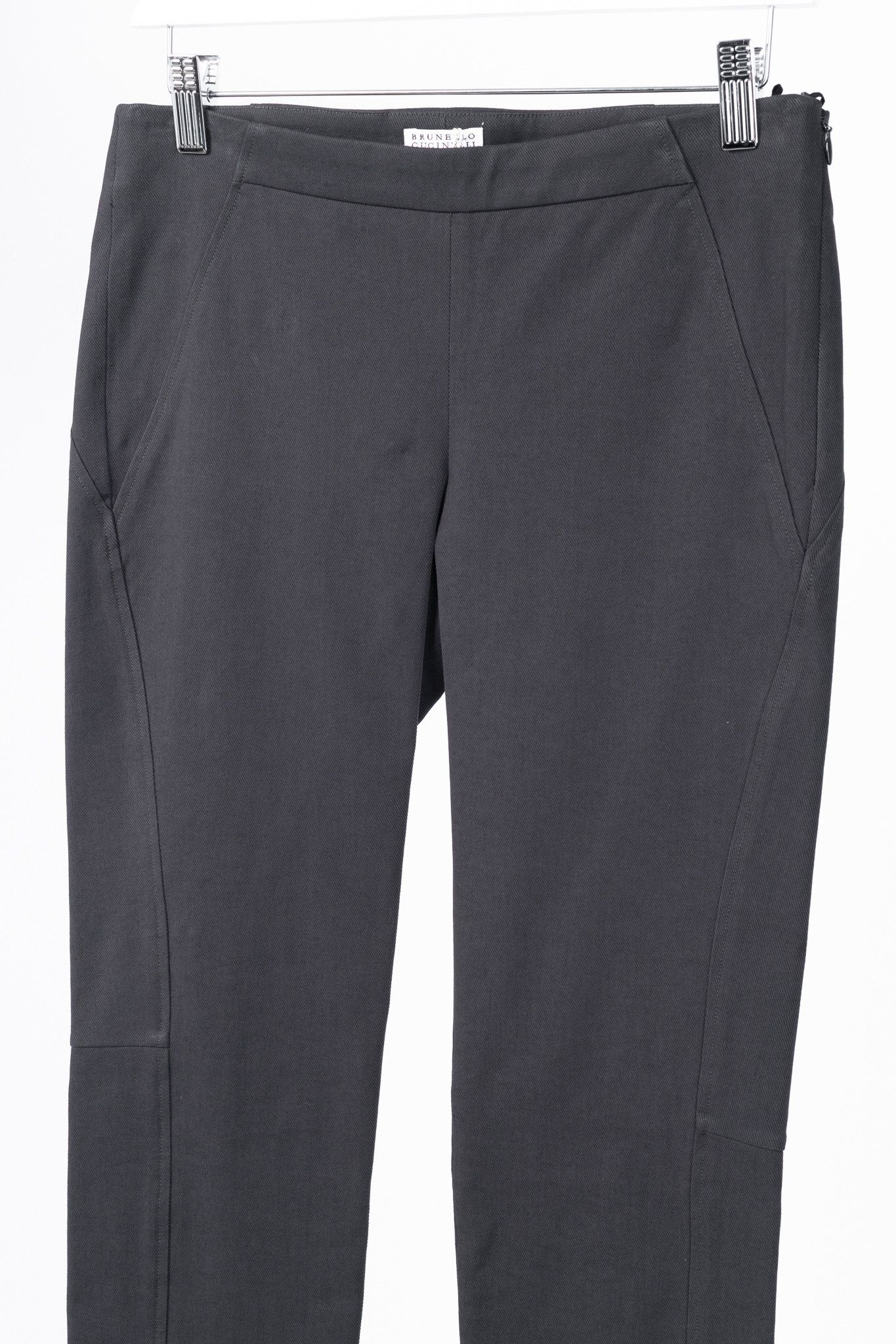 Brunello Cucinelli Brunello Cucinelli AW/15 Dark Grey Cotton-Twill Leggings Size 27" / US 4 / IT 40 - 3 Thumbnail