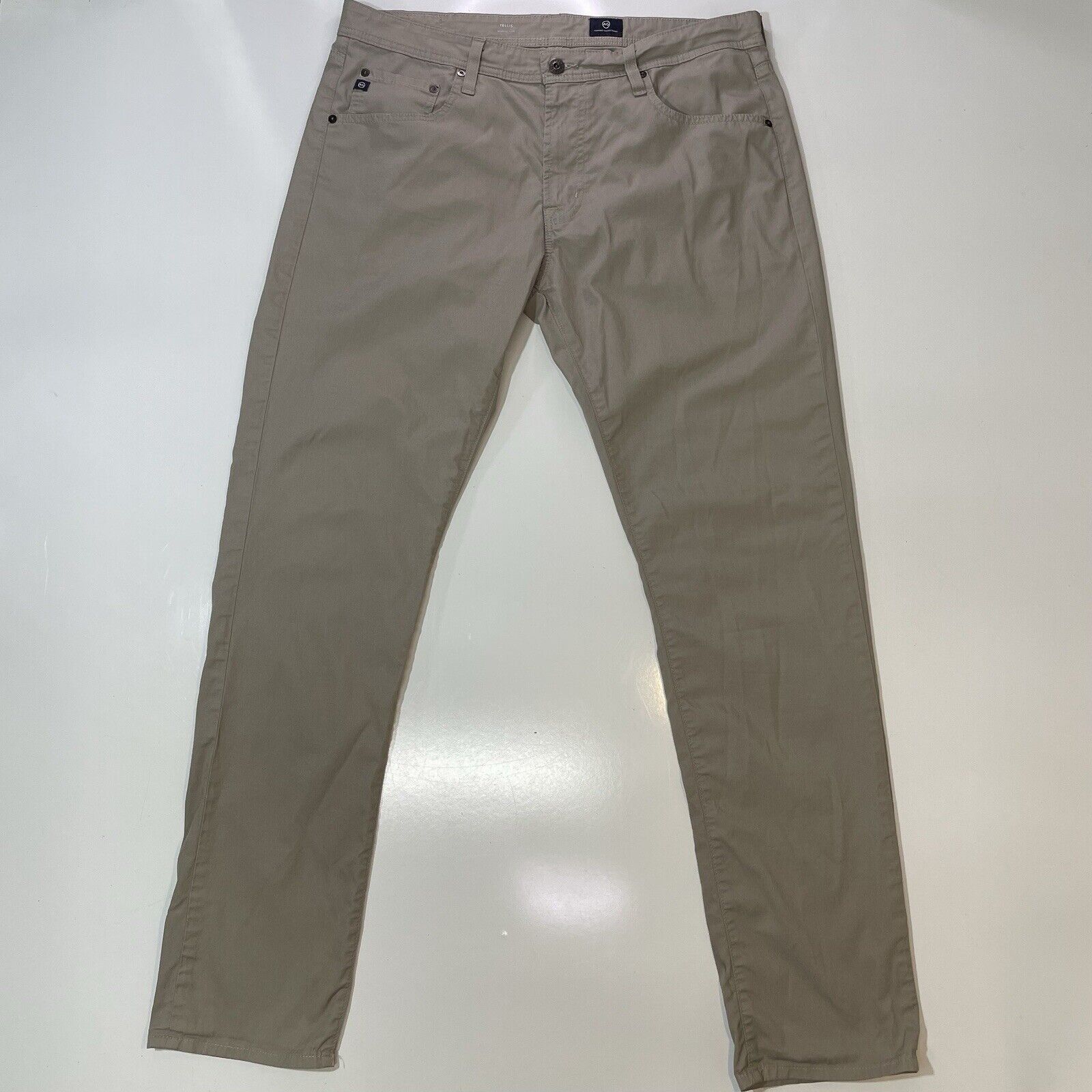 AG Adriano Goldschmied AG Adriano Goldschmied Tellis Slim Khaki Pants Beige 36x34 Size US 36 / EU 52 - 1 Thumbnail