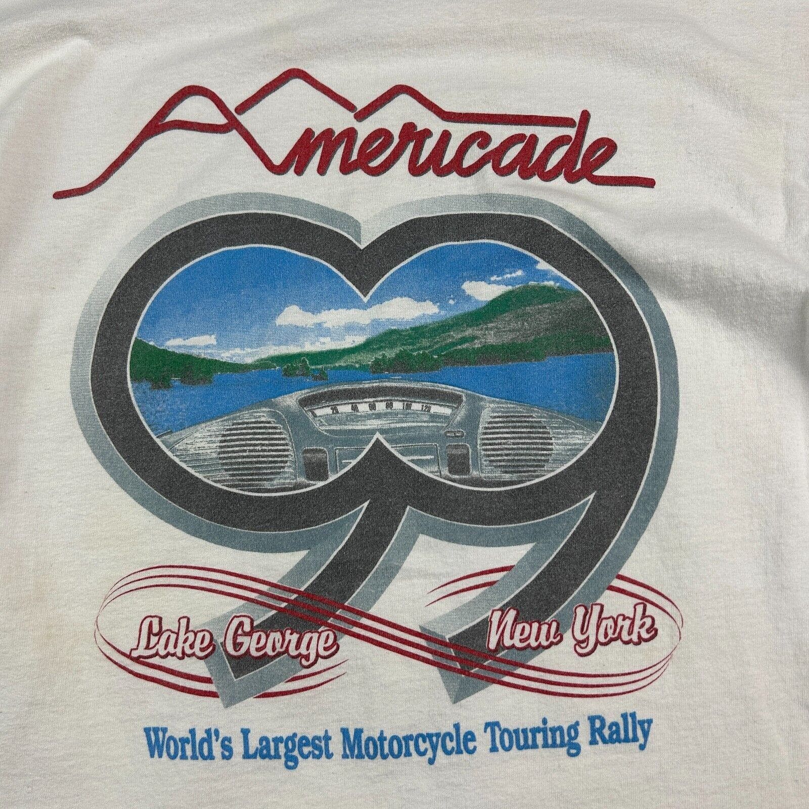 Fruit Of The Loom VINTAGE 1999 | Americade Motorcycle Rally Biker T-Shirt sz L Size US L / EU 52-54 / 3 - 3 Thumbnail