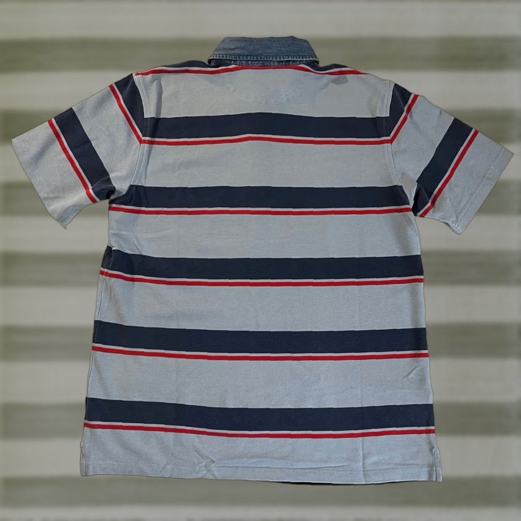 Lands' End Lands' End Polo Shirt Striped Denim Collar Sz L Men’s Short Sleeve Cotton Multicolor Polo Mens Size US L / EU 52-54 / 3 - 1 Thumbnail