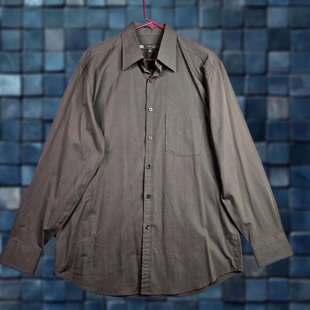 Vintage Robert Barakett Men’s Large Brown Button Front Long Sleeve Shirt Size 42R - 1 Thumbnail