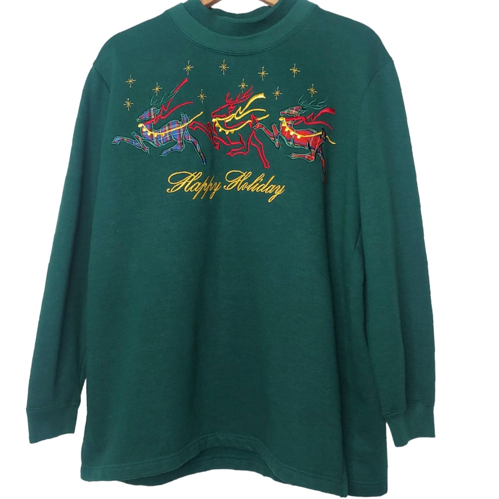 Vintage VINTAGE Bobbi Brooks Christmas Sweatshirt Reindeer Green L Women Pullover Christmas Happy Holidays Embroidered Size L / US 10 / IT 46 - 2 Thumbnail